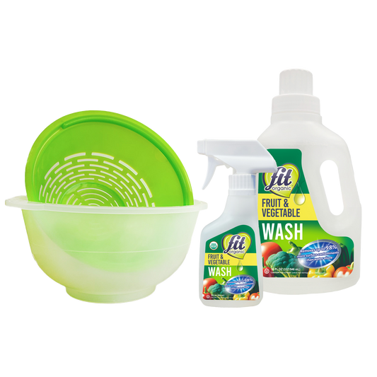 Fit Organic Produce Wash 12 oz and 32 oz Colander/Bowl Set